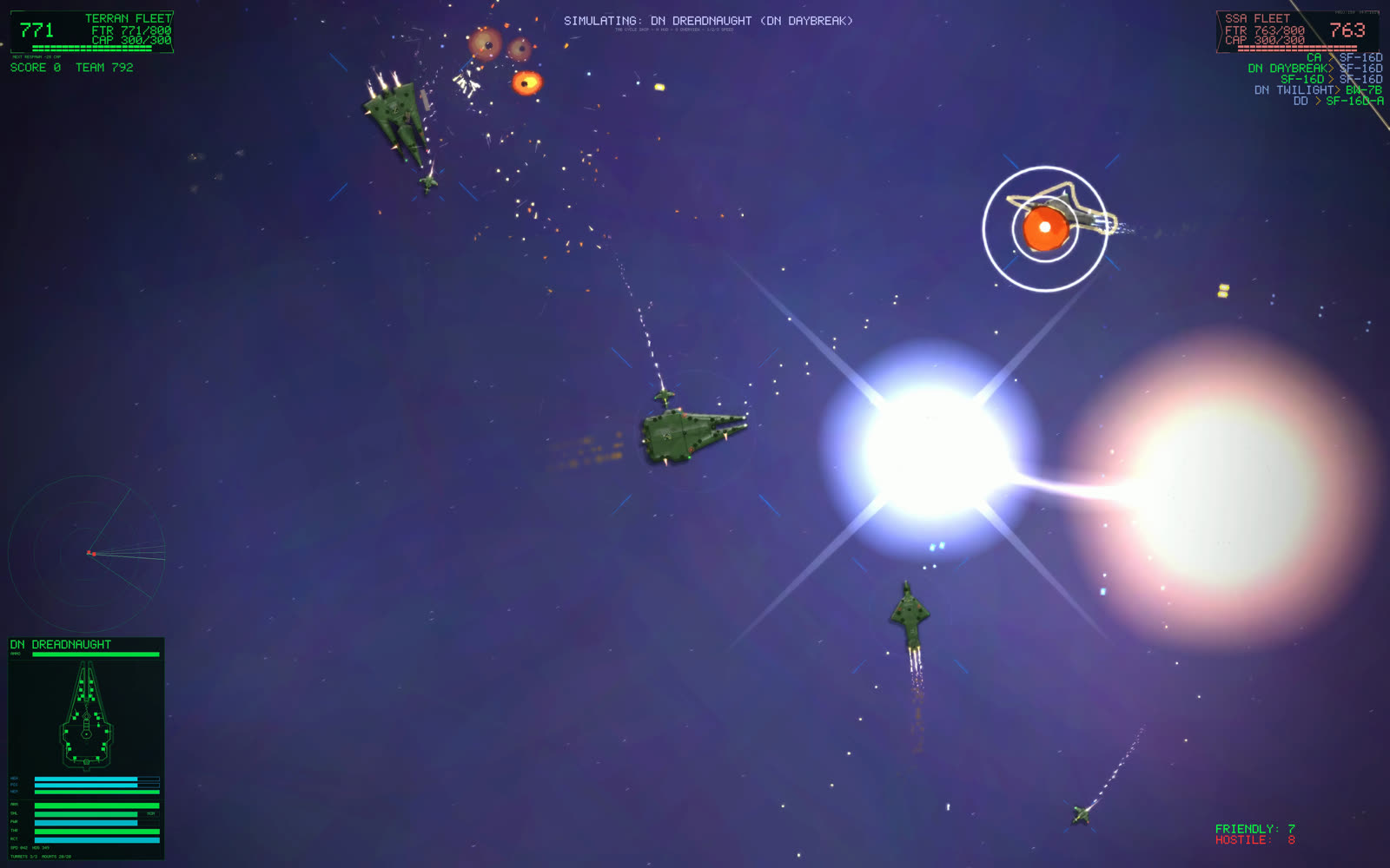 In-game screenshot: Binary Fleet, frame one