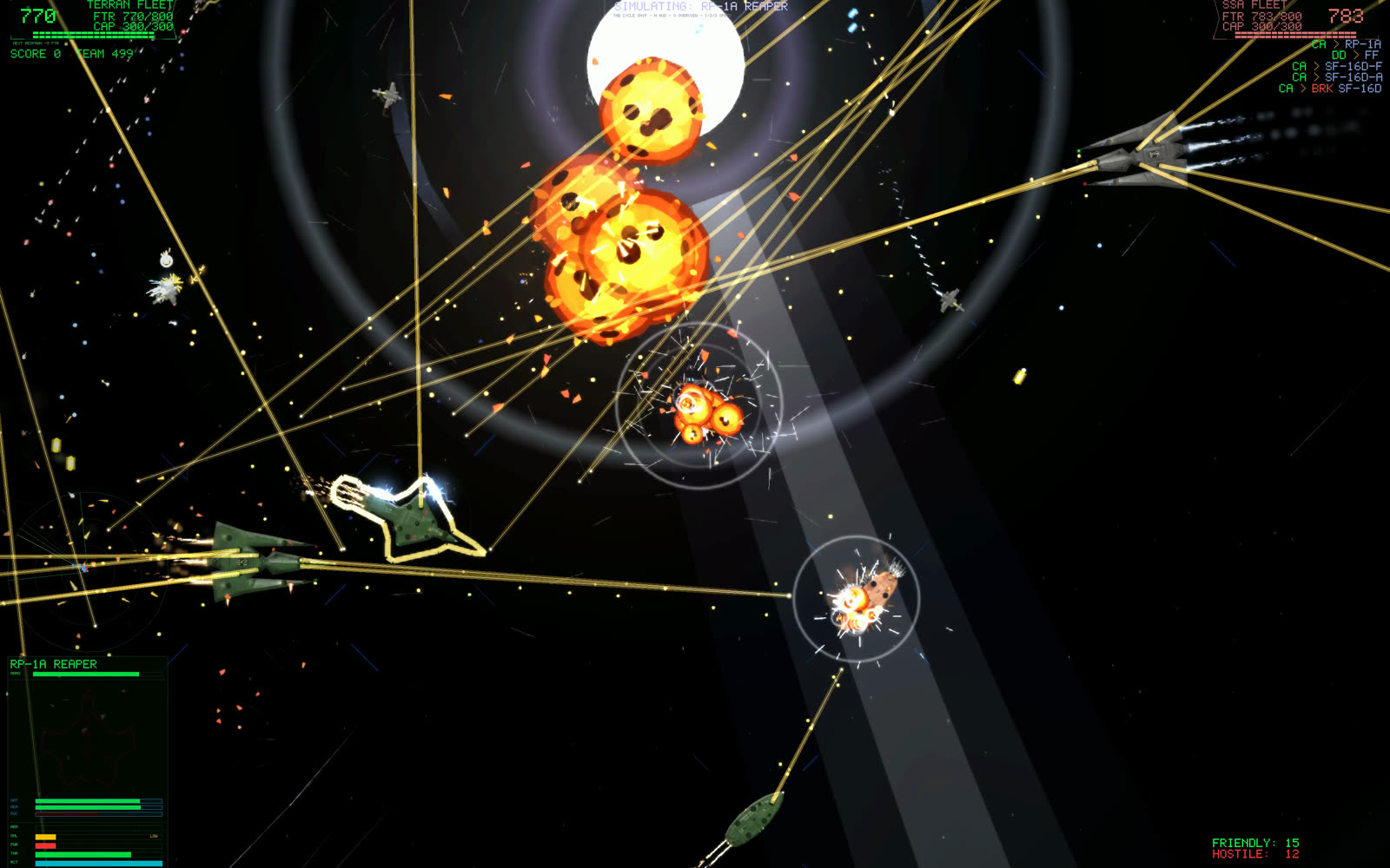 In-game screenshot: Starfall Line, frame one