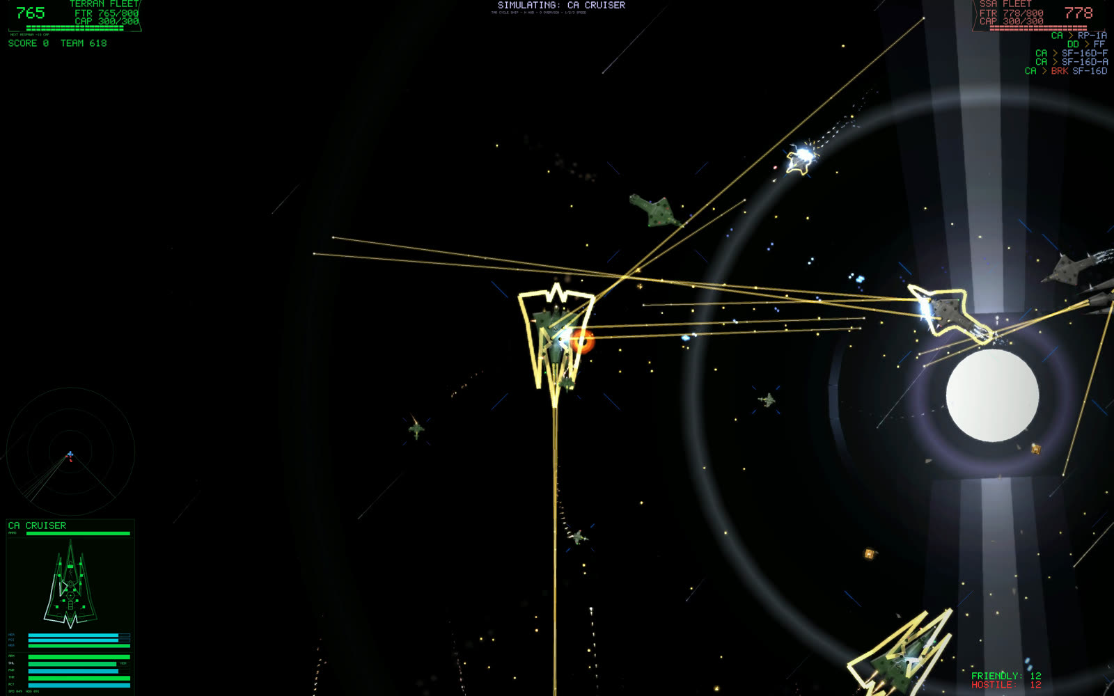 In-game screenshot: Starfall Line, frame two