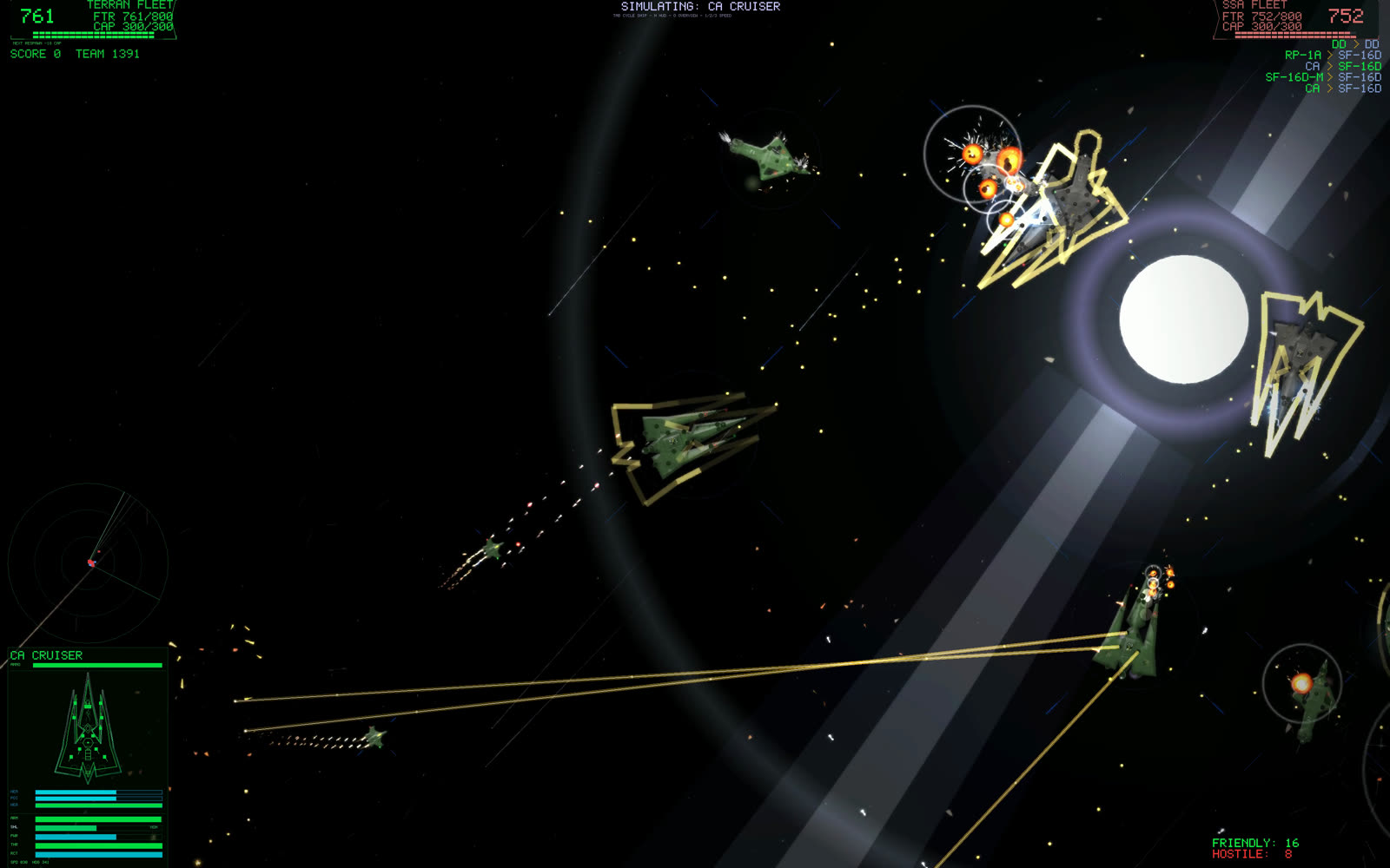 In-game screenshot: Starfall Line, frame three